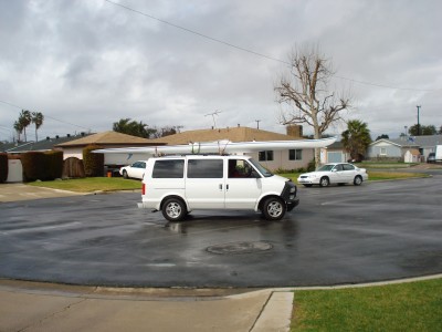 24' canoe on the van too long but who cares?