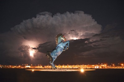 some refer to this as Satan's Steed of the apocalypse. It is the creepy statue that welcomes you to the denver new world airport.