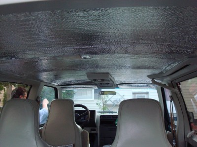 Headliner in Reflectix, and on the trim some latex. ;)